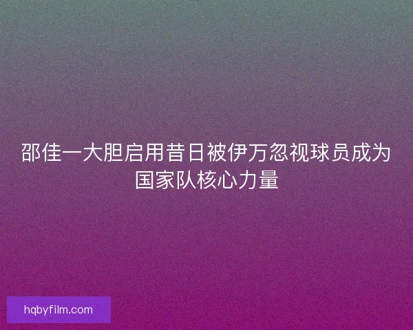 邵佳一大胆启用昔日被伊万忽视球员成为国家队核心力量